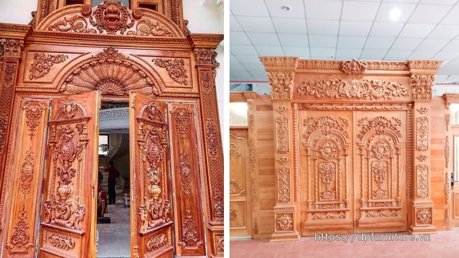 10 mẫu cửa gỗ tân cổ điển đẹp sang trọng nhất 2